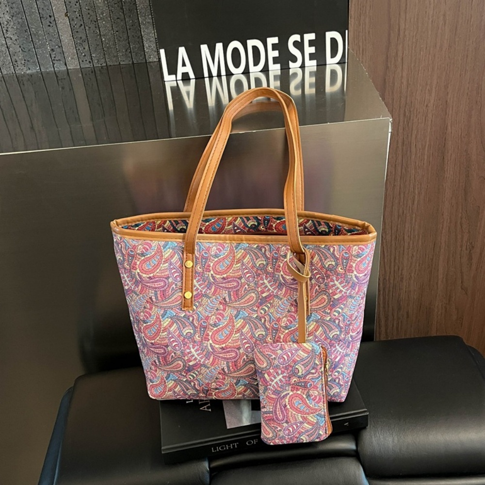 Women'S Tote Bags For Work - 2PCS 여성용 대용량 토트백 동전 지갑