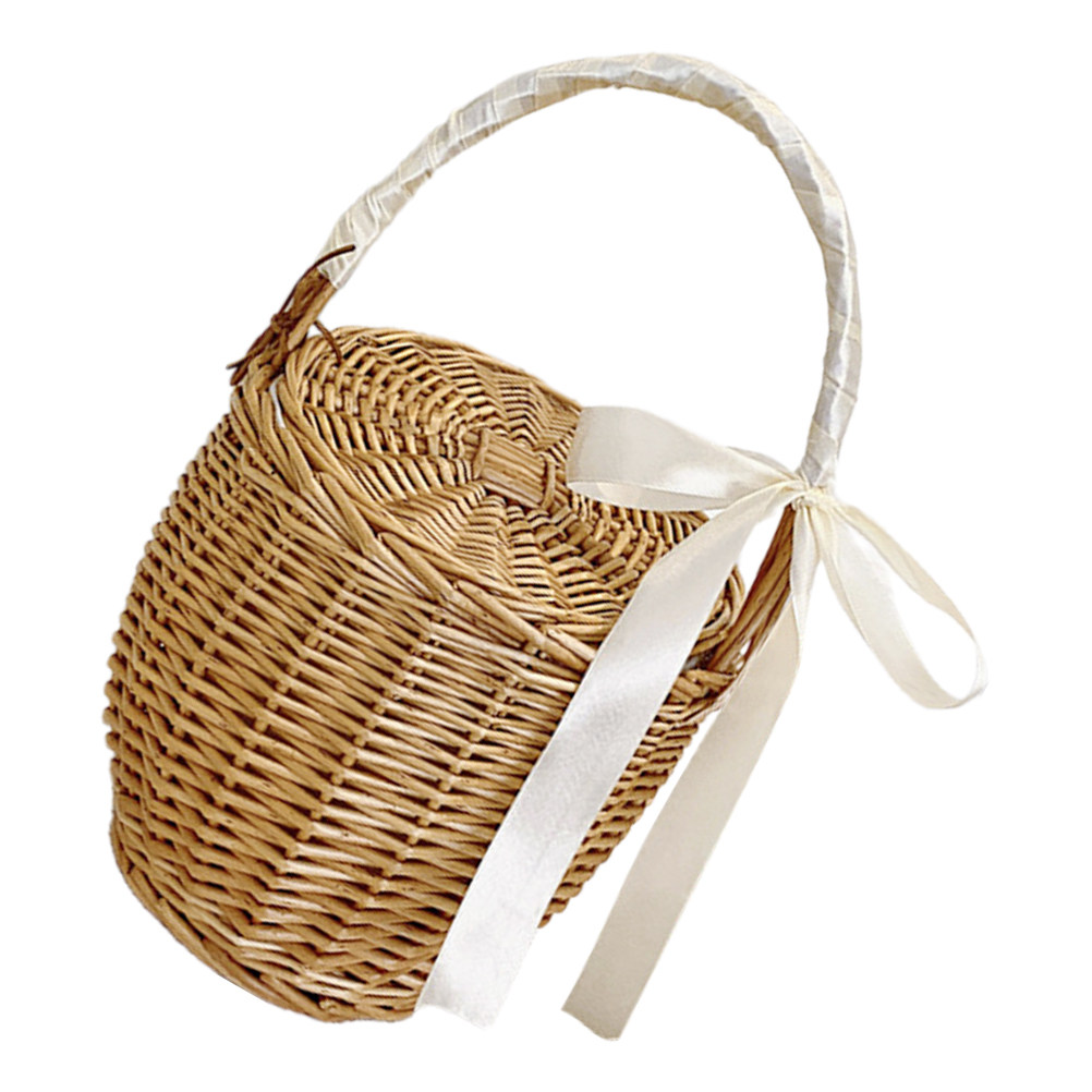 Basket Bag Wicker - 프랑스 스타일 수공예 피크닉 바구니 (과일,