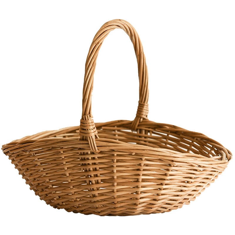 Basket Bag Wicker - 손잡이가 달린 고리 버들 보관 바구니,