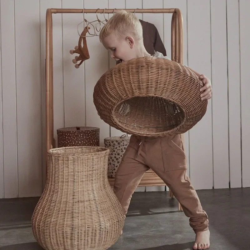 Basket Bag Wicker - 북유럽 바람 등나무 짠 버섯 모양