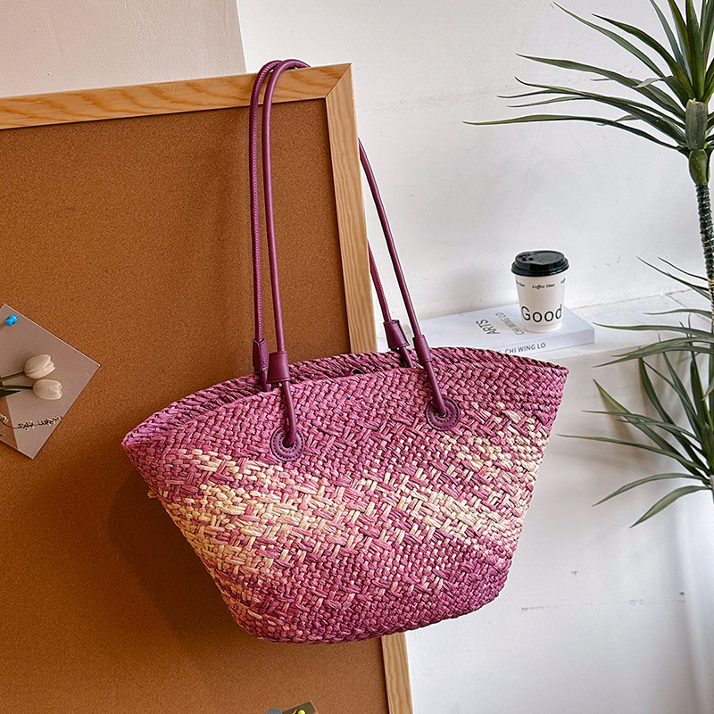 Basket Bag Wicker - 캐주얼 등나무 대용량 토트 디자이너 고리
