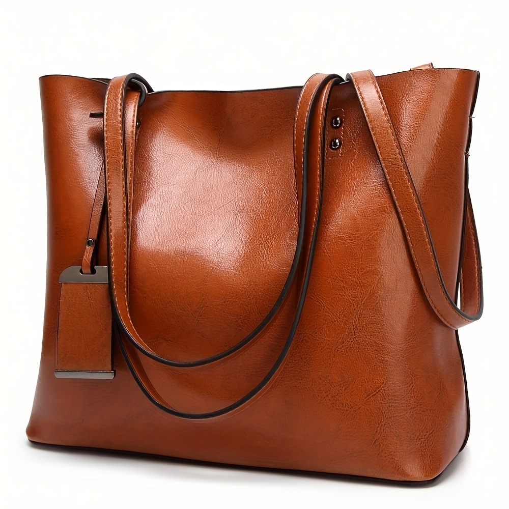 Women'S Tote Bags For Work - 여성용 클래식 레트로 가죽 토트 핸드백