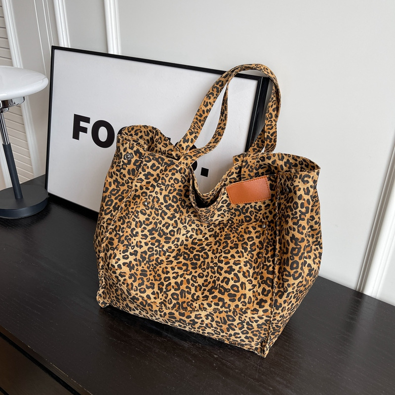 레오파드 패턴 토트백 빈티지 캔버스 숄더백 패션 대용량 - Women'S Tote Bags For Work 리뷰 및 가격