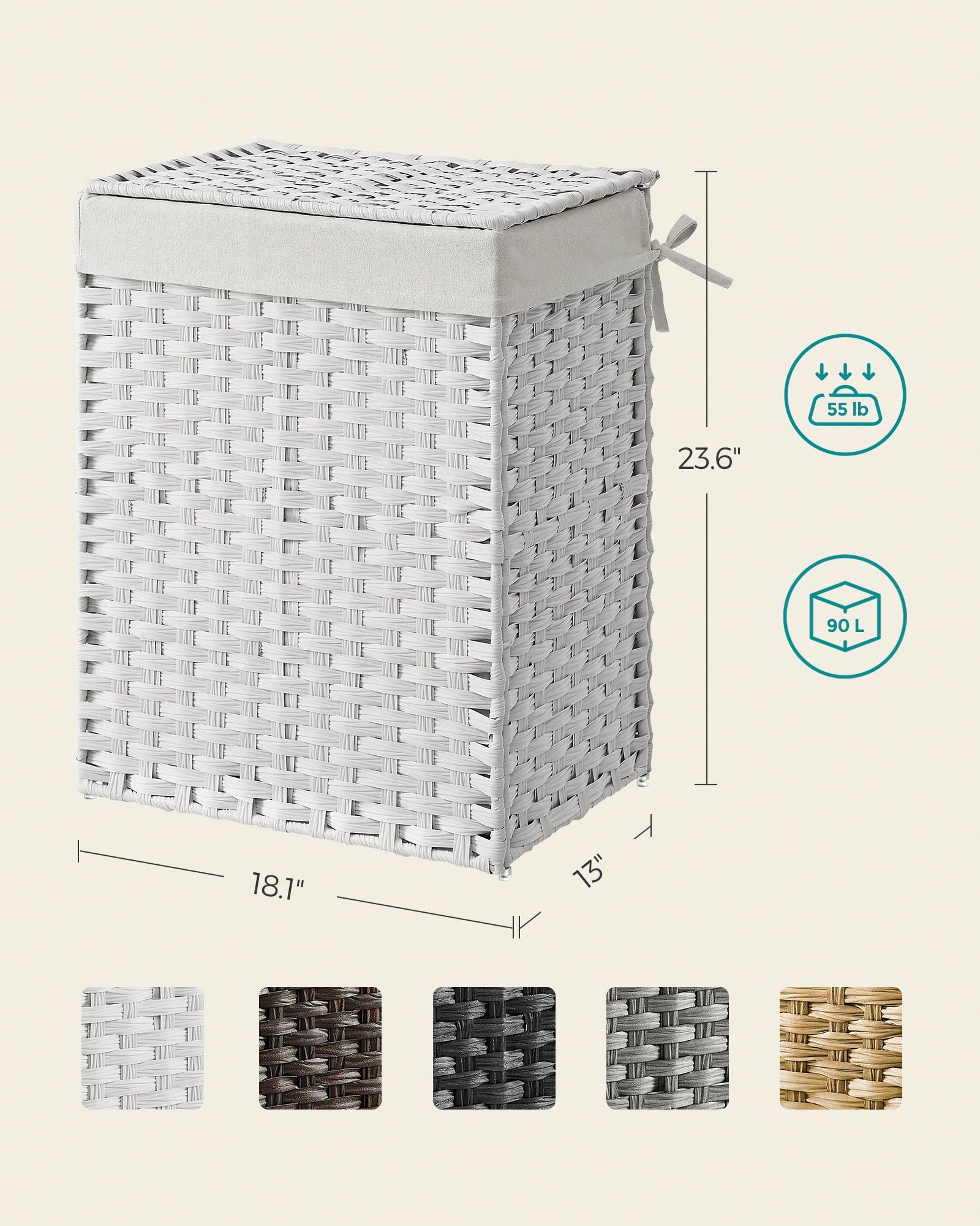 90L 수제 직조 세탁 바구니, 모던한 연회색 합성 라 - Basket Bag Wicker 리뷰 및 가격