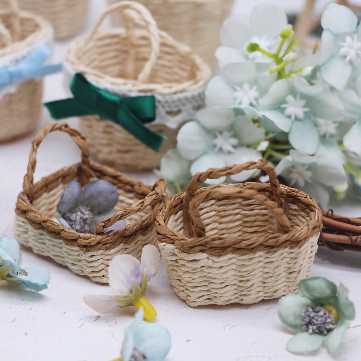 1Pc 인형 집 손으로 짠 Lafite 잔디 휴대용 바 - Basket Bag Wicker 리뷰 및 가격