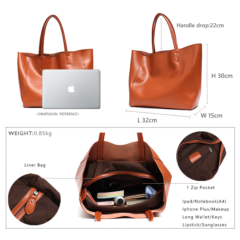 미니멀리스트 빅 토트 백 여성 유행 진짜 가죽 숄더 핸 - Women'S Tote Bags For Work 리뷰 및 가격