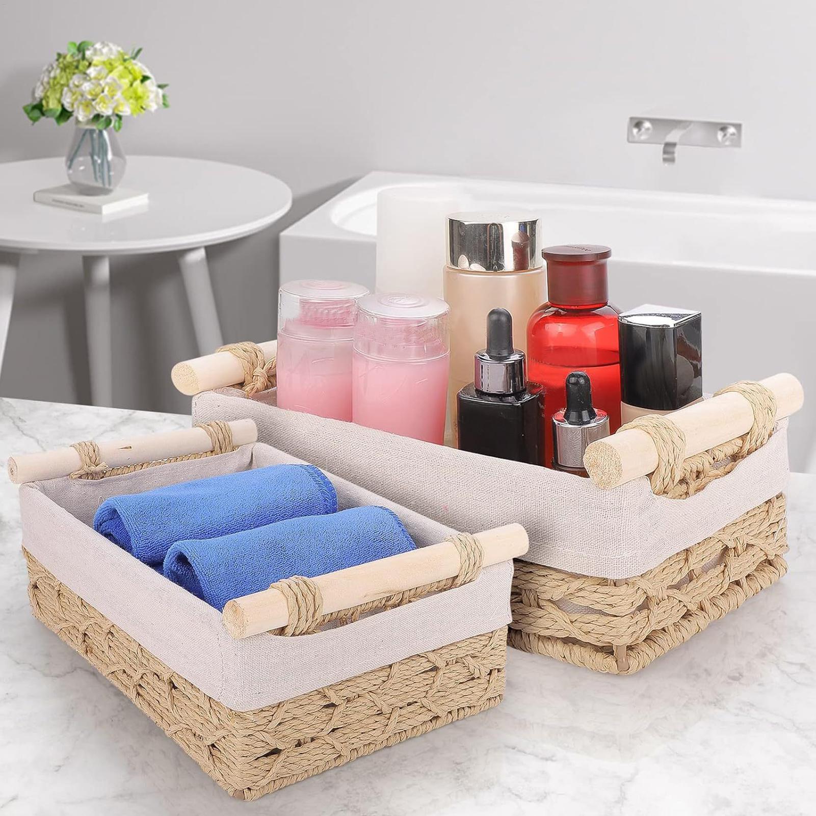 손잡이와 라이너가 있는 수납 바구니, 데스크탑 리모컨  - Basket Bag Wicker 리뷰 및 가격