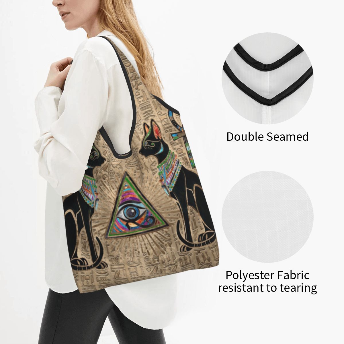사용자 정의 재사용 가능한 이집트 고양이와 호루스의 눈 - Women Bags Egypt 리뷰 및 가격