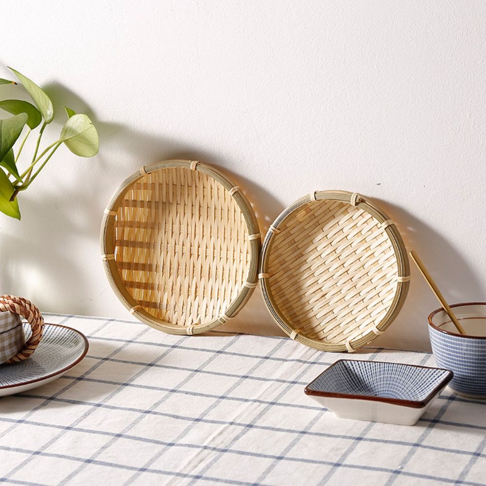 수제 짠 대나무 트레이 대나무 둥근 대나무 짠 바구니  - Basket Bag Wicker 리뷰 및 가격
