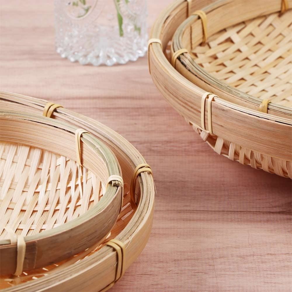 수제 짠 대나무 트레이 대나무 둥근 대나무 짠 바구니  - Basket Bag Wicker 리뷰 및 가격