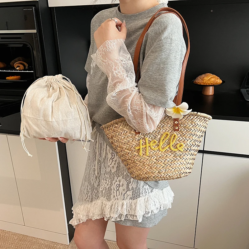캐주얼 고리 버들 짠 바구니 가방 등나무 여성 핸드백  - Basket Bag Wicker 리뷰 및 가격